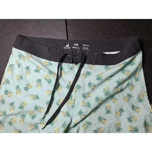 RVCA Board Shorts Mens Size 34 Drawstring Swim Trunks Pineapples Pineapple 🍍 - Picture 3 of 6